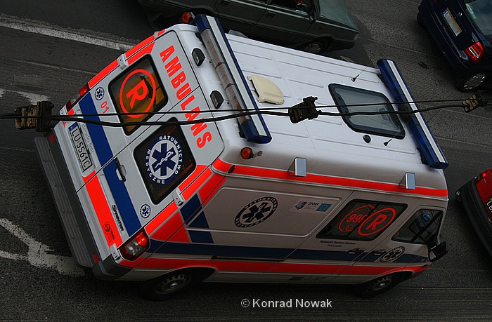 Lublin,Poland, ambulance in traffic