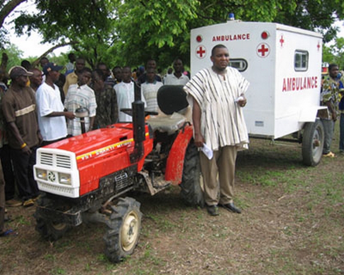 Tractor drawn ambulance trailer Ghana