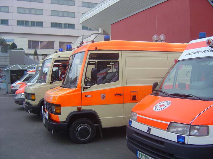 Freiburg Germany Ambulances in line up